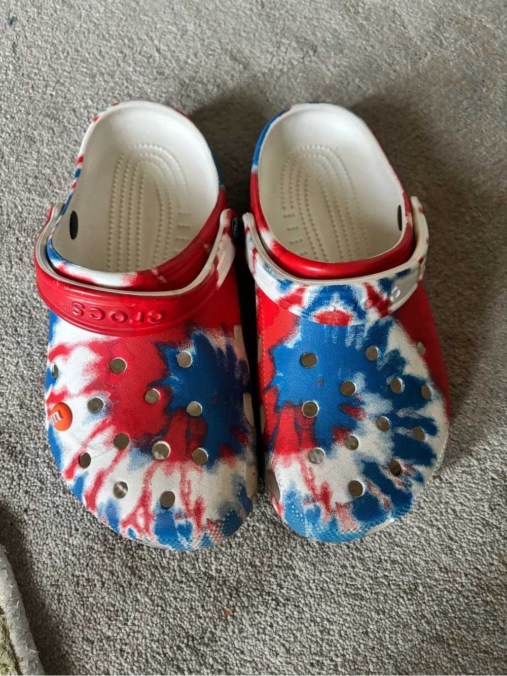 CROCS  Tie-Dye Clogs in Red and Blue